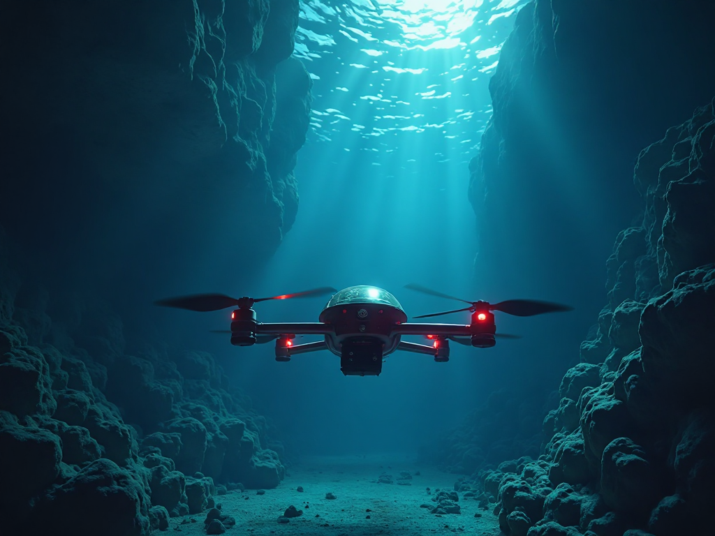 Underwater drone performing subsurface inspection