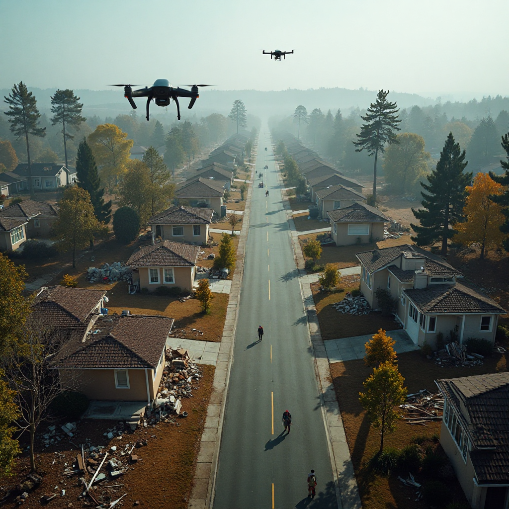 Professional search and rescue operations with aerial drone integration and trained emergency personnel